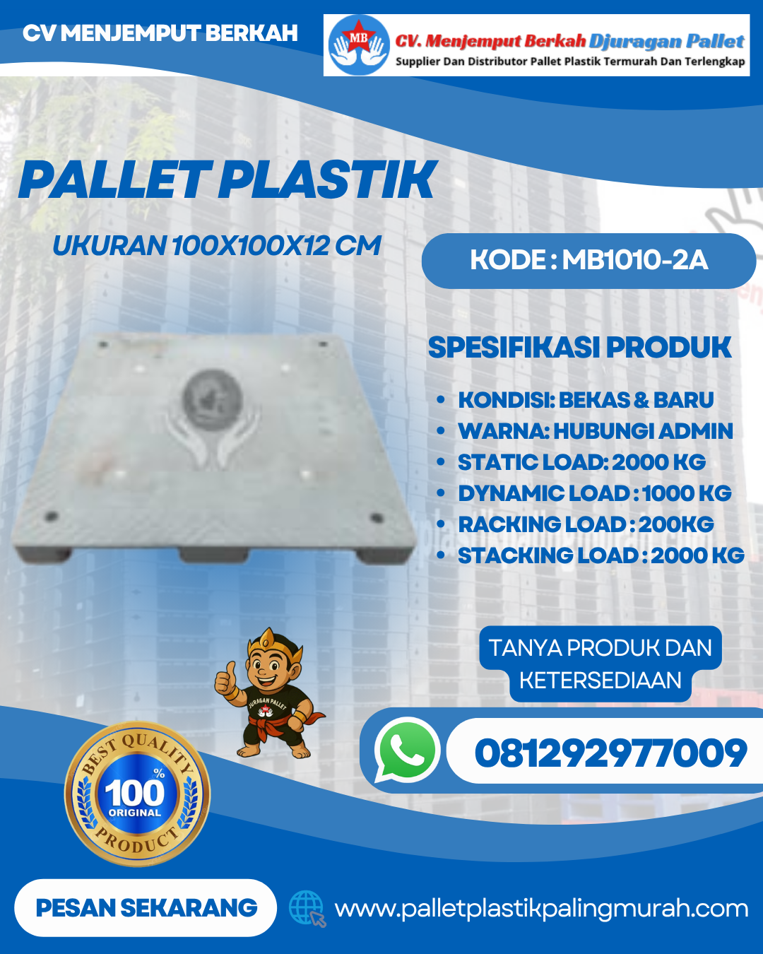Pallet-Plastik-Baru-Bekas-100x100x12-MB1010-2A