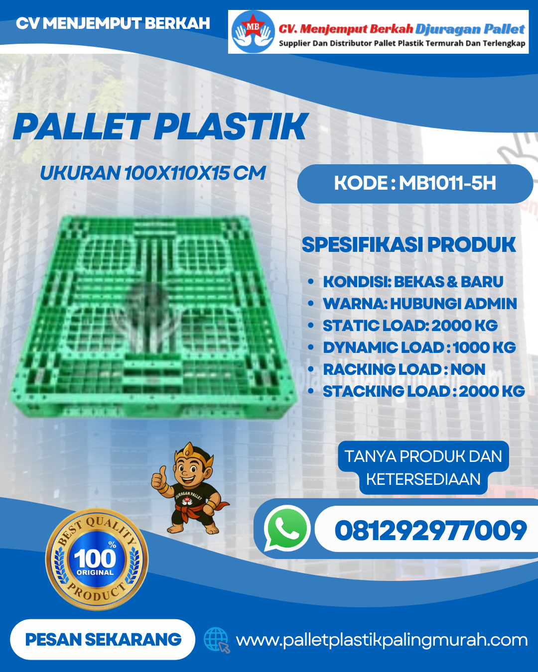 Pallet-Plastik-Baru-Bekas-100x110x15-MB1011-5H