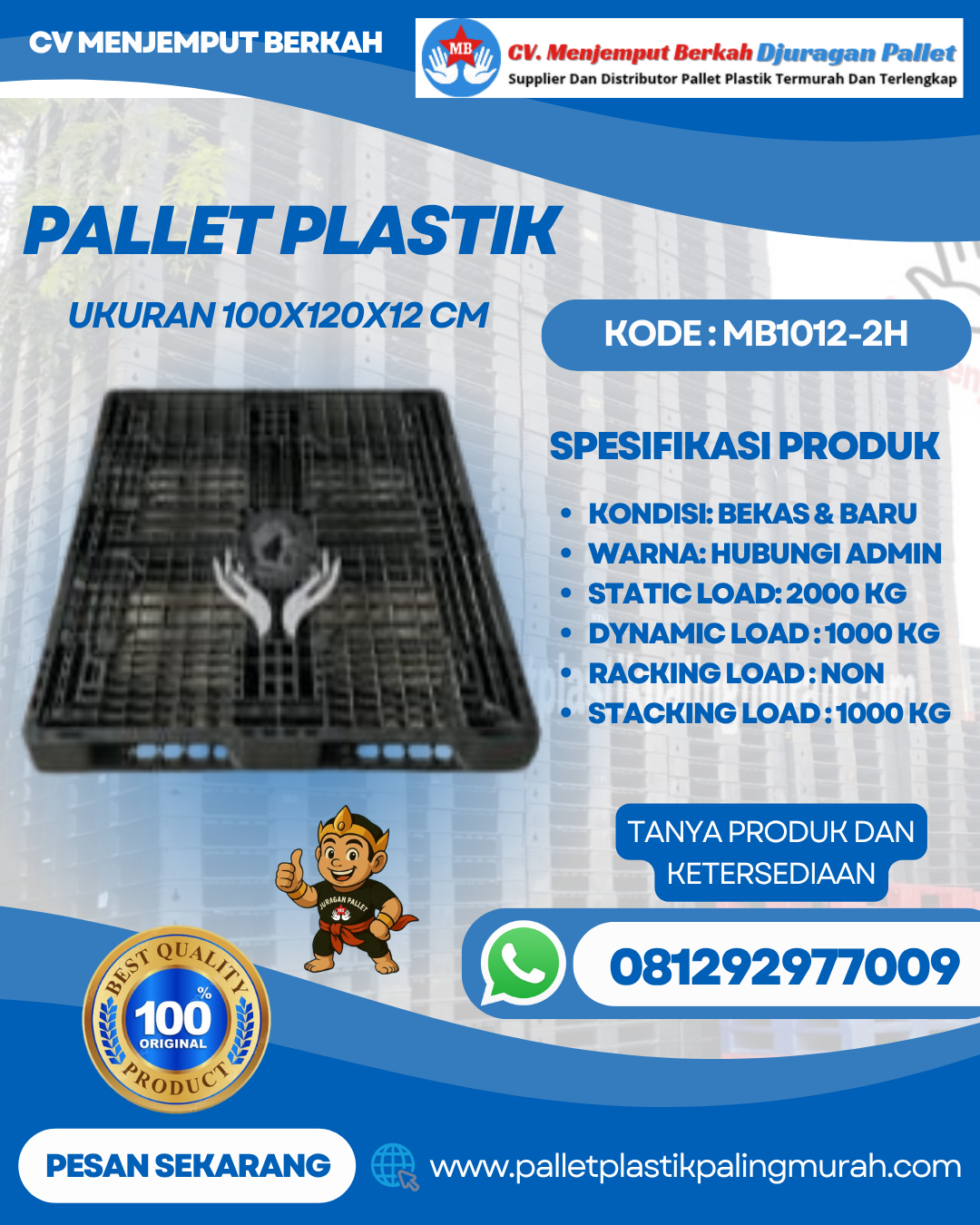 Pallet-Plastik-Baru-Bekas-100x120x12-MB1012-2H