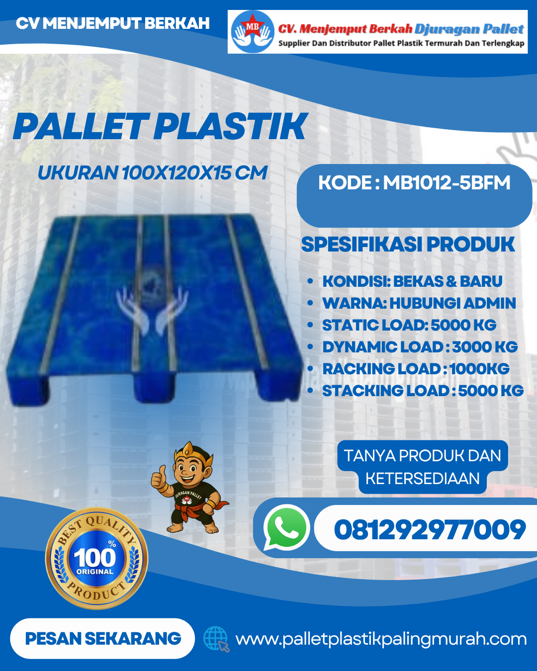 Pallet-Plastik-Baru-Bekas-100x120x15-MB1012-5BFM