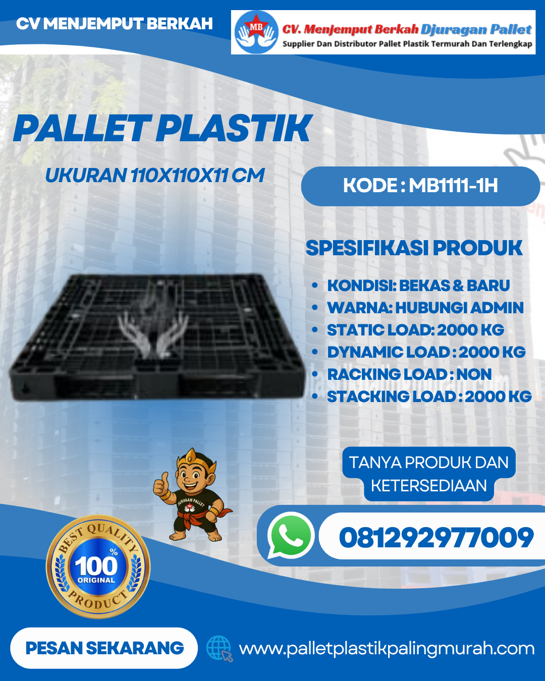 Pallet-Plastik-Baru-Bekas-110x110x11-MB1111-1H