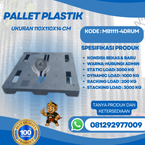 Pallet-Plastik-Baru-Bekas-110x110x14-MB1111-4drum
