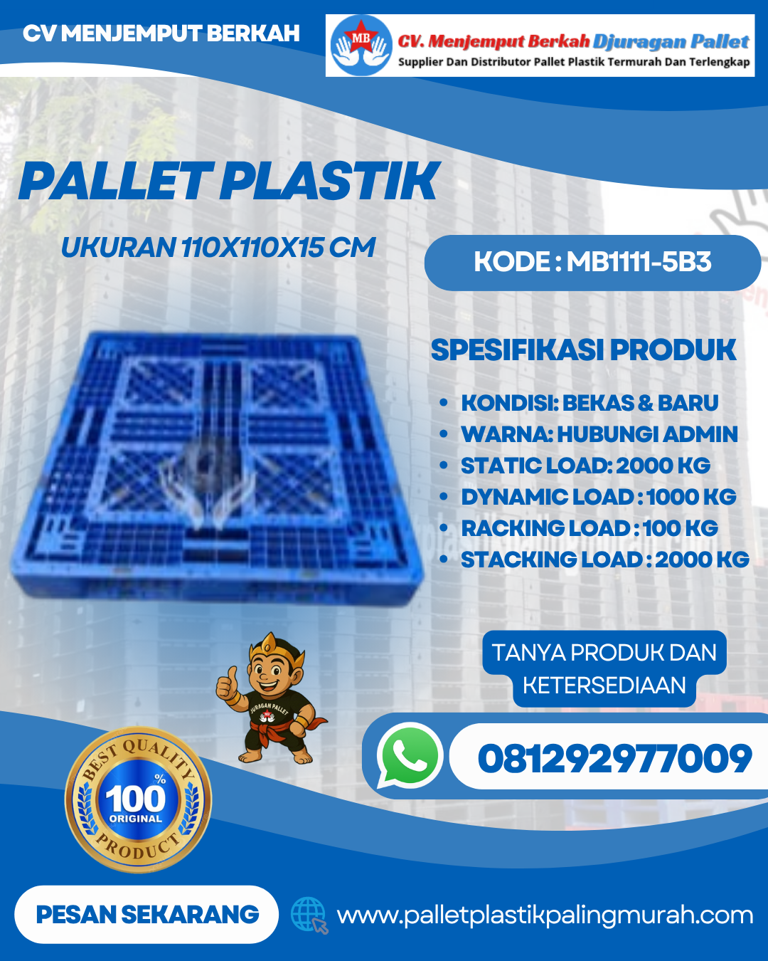 Pallet-Plastik-Baru-Bekas-110x110x15-MB1111-5B3