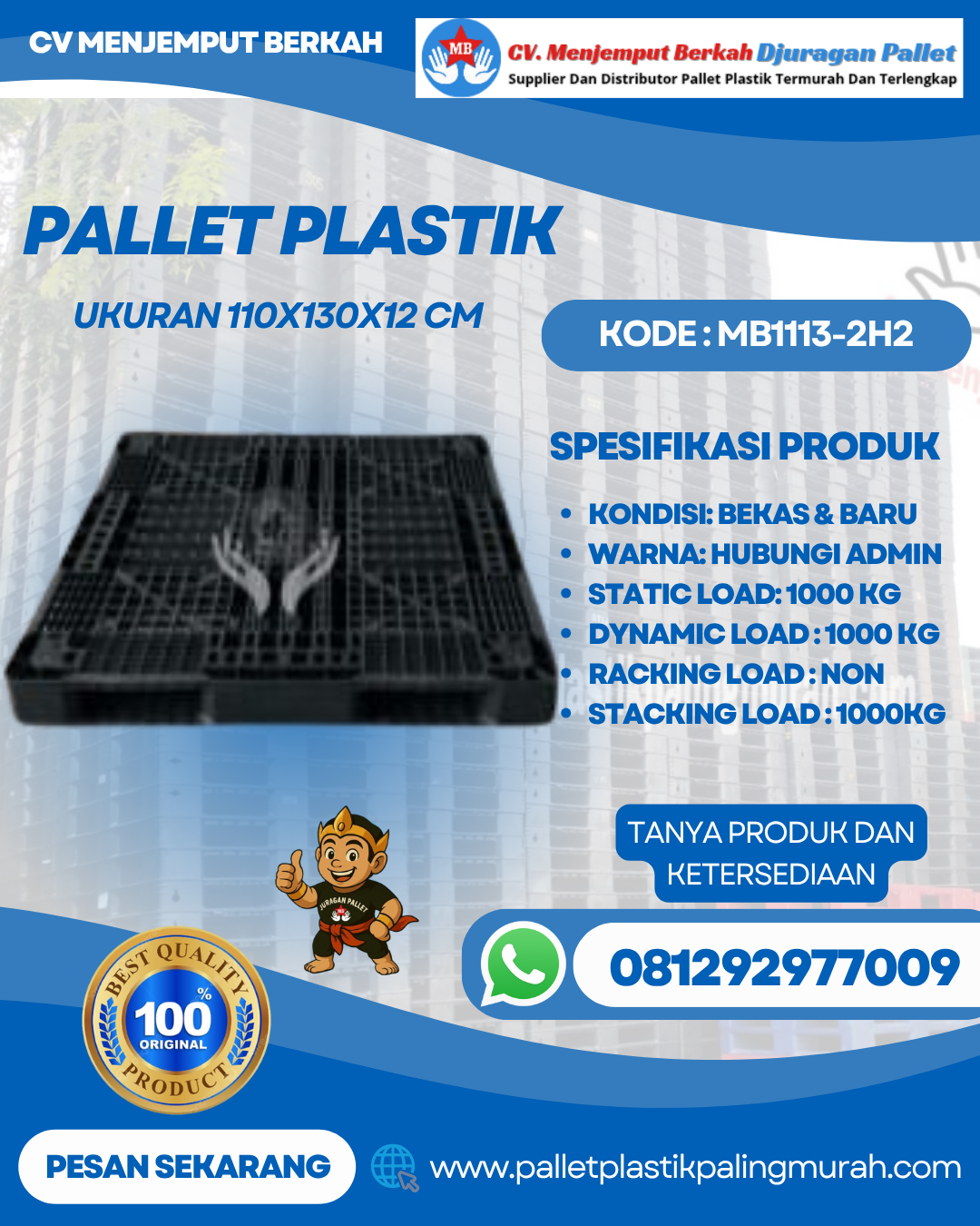 Pallet-Plastik-Baru-Bekas-110x130x12-MB1113-2H2