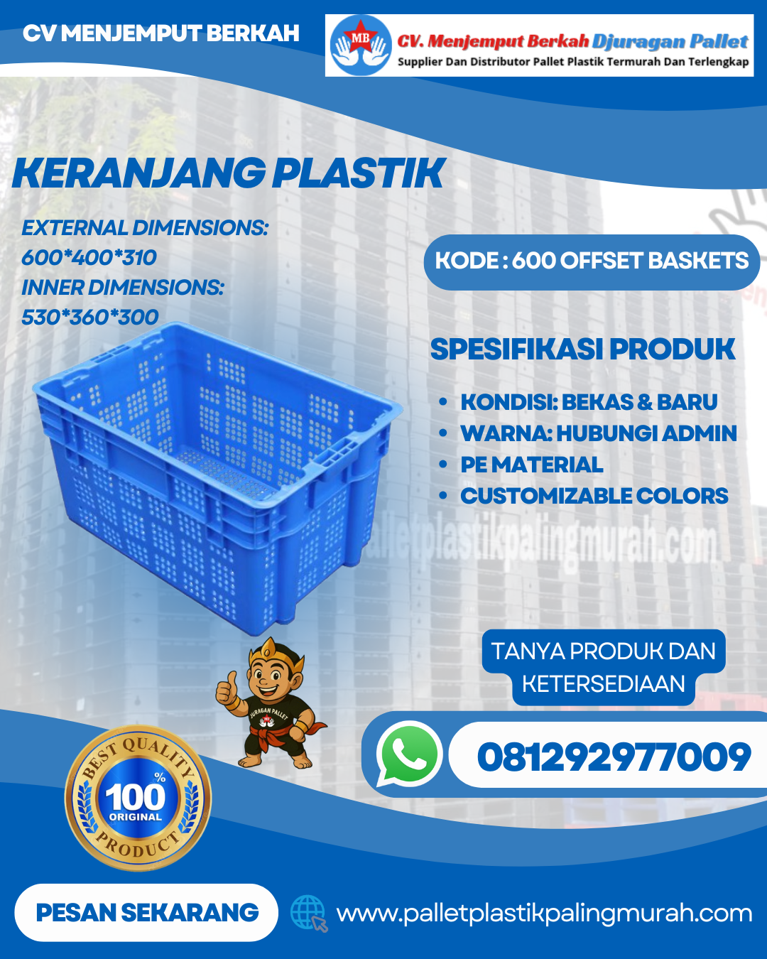 Keranjang Plastik (16) Baru & Bekas MB600 Offset Baskets