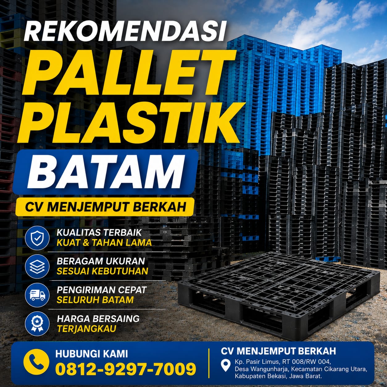 Distributor Pallet Plastik Batam Terpercaya – CV Menjemput Berkah Siap Kirim ke Seluruh Indonesia